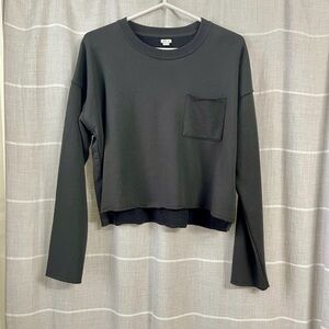 Black Cropped Long Sleeve Sweatshirt